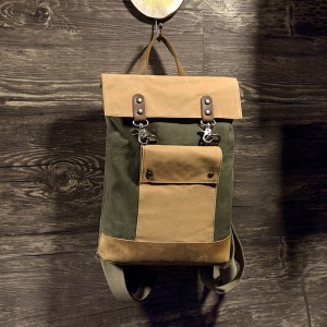 KP3  VINTAGE TAR III™ Rucksack Canvas mit Leder Damen / Herren  - dunkelgrau 17"